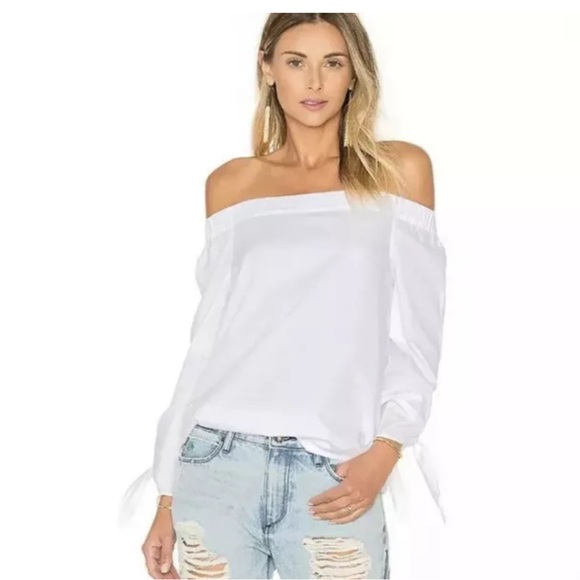 Free People | Show Me some Shoulder White  Classic Cotton Top Sz S - Picture 1 of 6